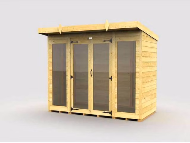 Buttercup Farm Brown Pent Summer House with Full Height Window, W/D/H: 243 x 118 x 201 cm