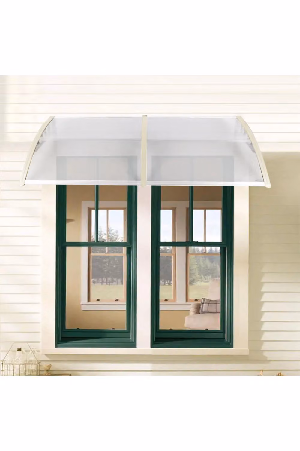 Living and Home White Window and Door Awning Canopy with Polycarbonate Cover and Aluminium Brackets – 2