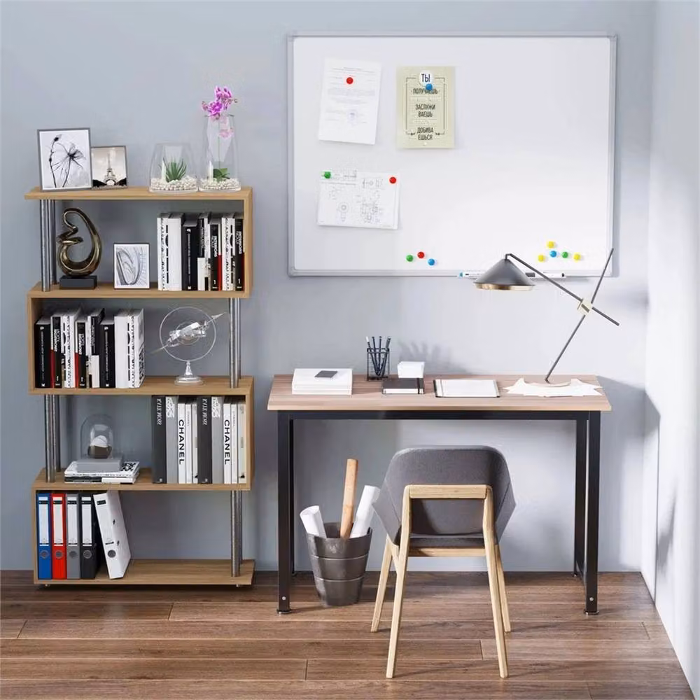 PAWNORA Computer Desk with Light Oak Top and Black Metal Frame – 4