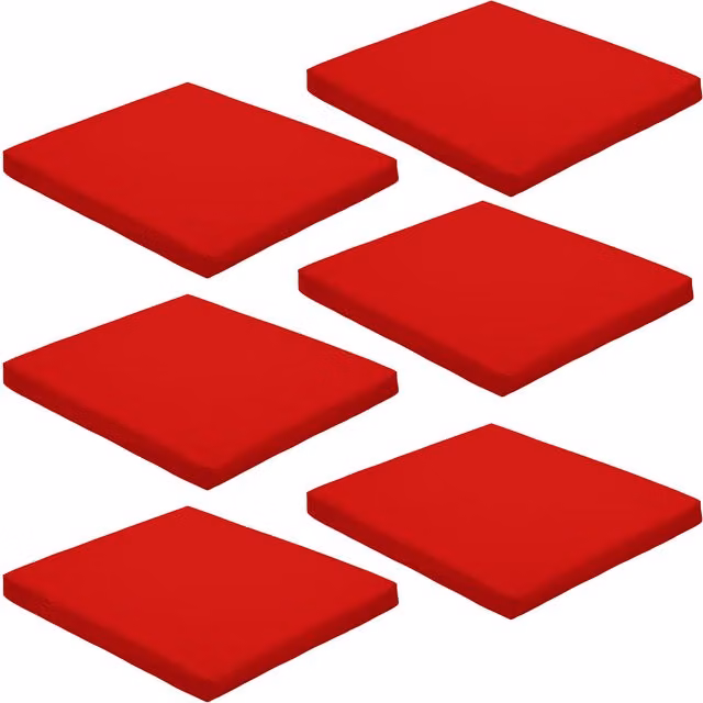 Gardenista Red Outdoor Garden Chair Seat Pad, Water Repellent, W: 44 cm, D: 50 cm, Pack of 6