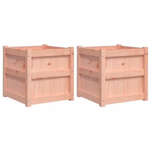 vidaXL Set of 2 Brown Douglas Fir Solid Wood Garden Planter Tubs – 1