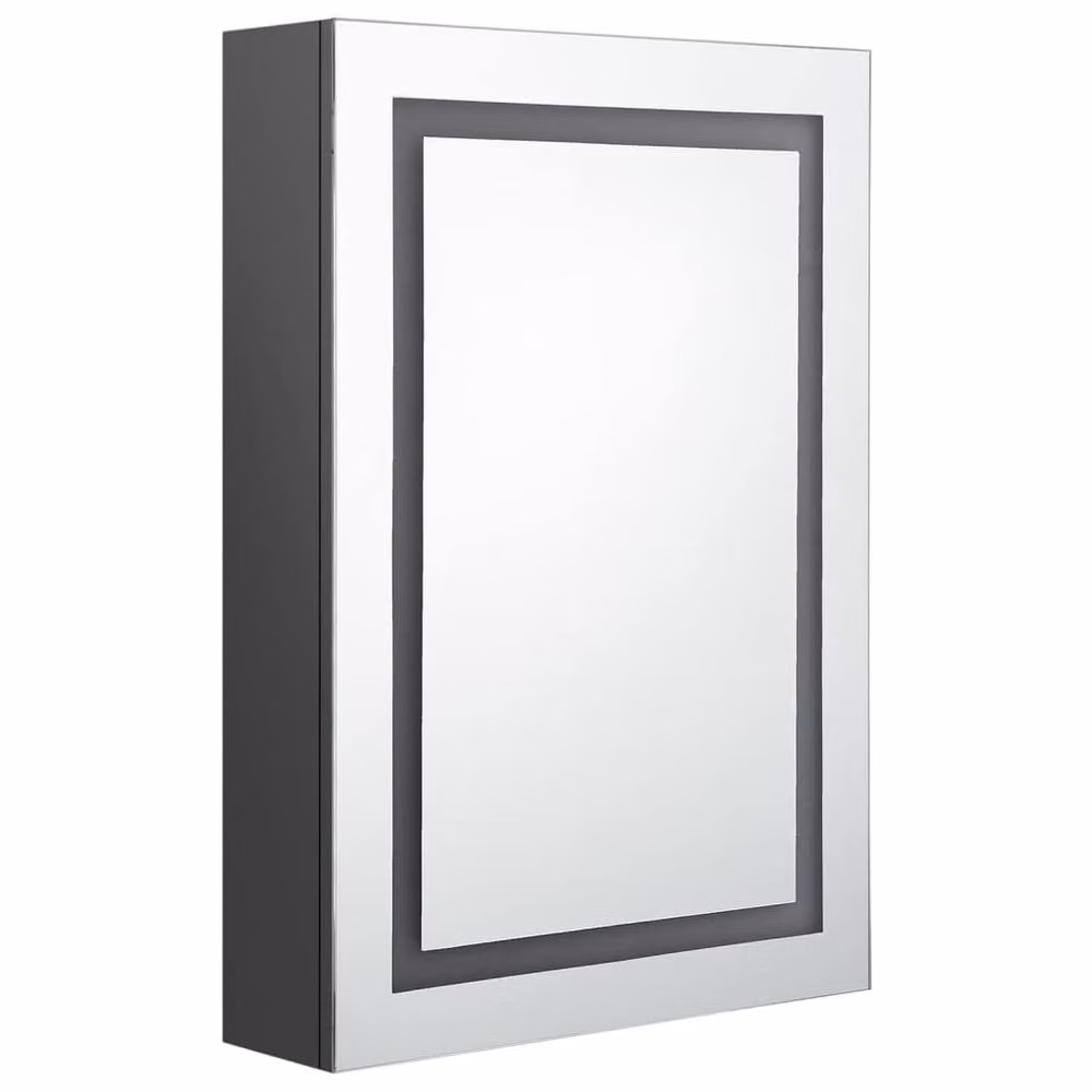 Berkfield Home Grey LED Bathroom Mirror Cabinet with Internal Shelves, W/D/H: 50 x 13 x 70 cm – 2