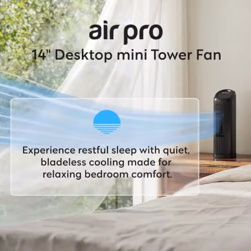Air Pro Bladeless Table Fan with Remote Control, Black, 3 Speeds and 3 Modes – 2