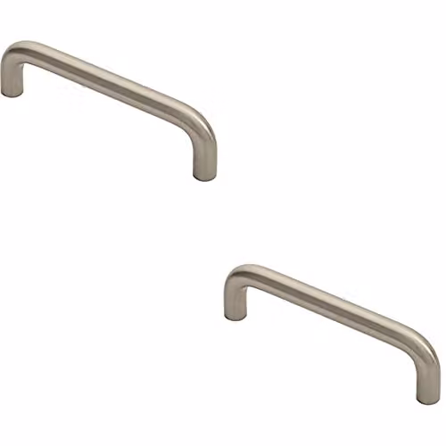Loops 2 Pack Round D-Bar Cabinet Pull Handles in Brushed Silver, 106 x 10 mm with 96 mm Fixing Centres