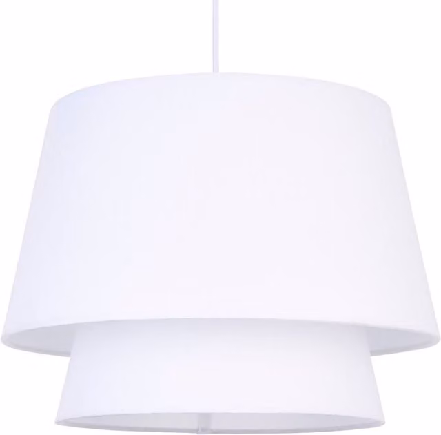First Choice Lighting Ambra Two Tier White Fabric Easy Fit Pendant Shade – 1