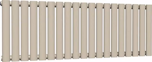 Lux Heat Oval Horizontal Single Radiator in Moon Dust Grey/Beige, W: 114 cm, H: 40 cm, D: 4 cm