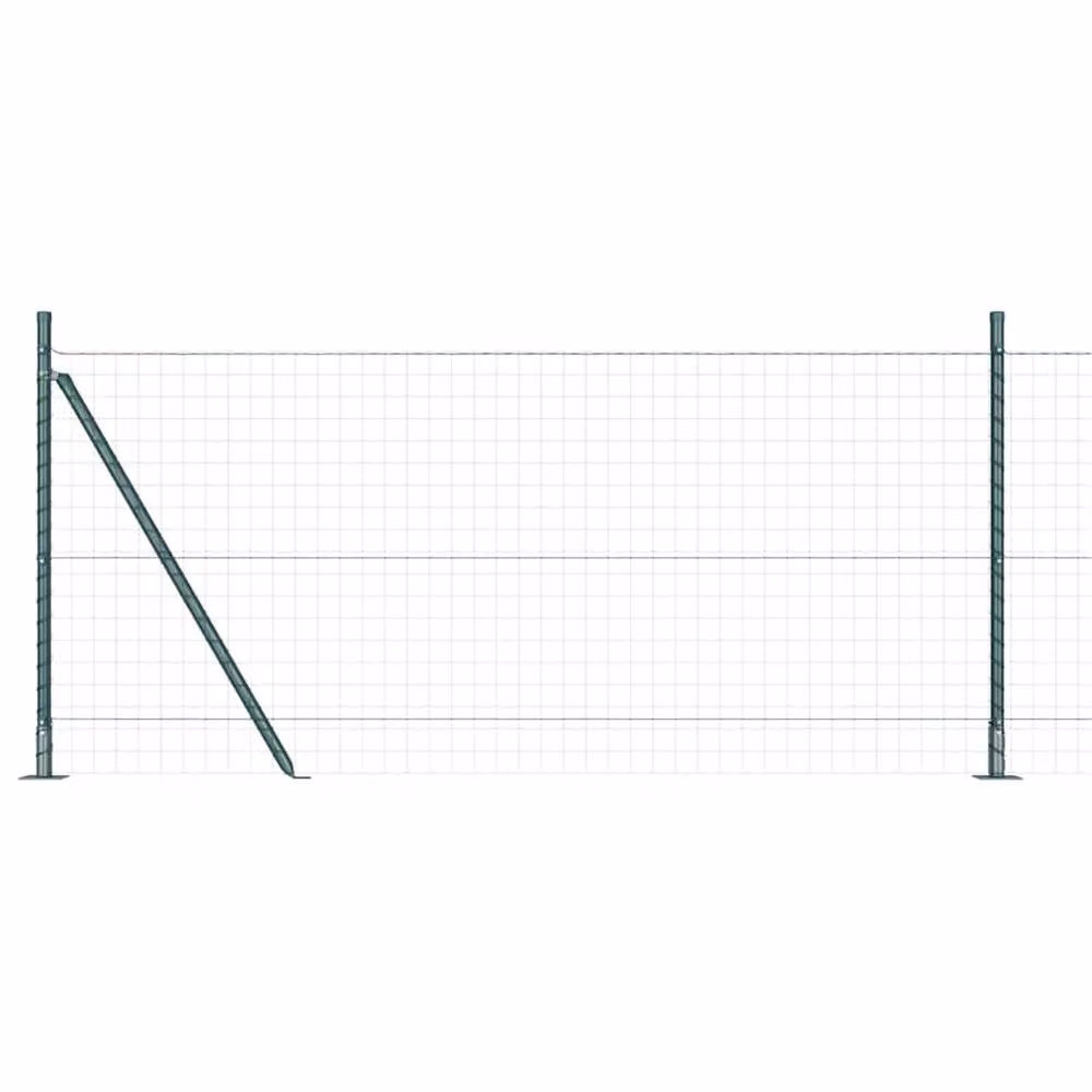 vidaXL Set of 52 Green Round Steel Fence Posts, Height: 110 cm – 3