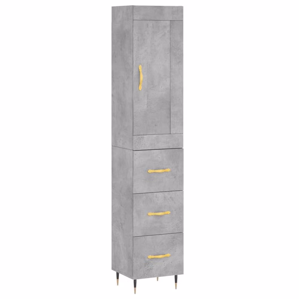 Berkfield Home Modern Highboard in Concrete Grey with Hinged Doors and Internal Shelves, W/D/H: 34.5 x 34 x 180 cm – 3