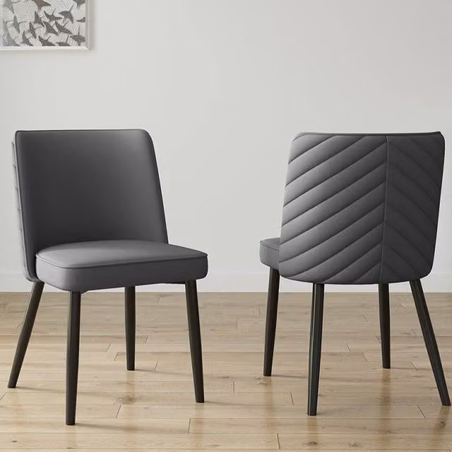 Furniture Maxi Misa Set of 2 Grey Velvet Dining Chairs