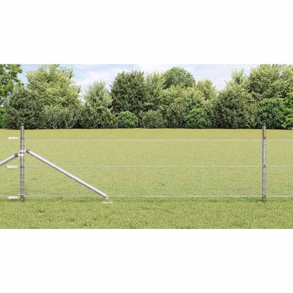 Berkfield Home Hexagon Fence in Silver Galvanised Steel, H: 0.8 m x W: 50 m – 2