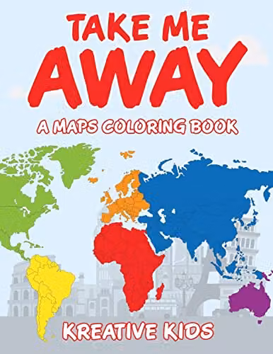 Take Me Away, A Maps Colouring Book by Kreative Kids for Children, Multicolour
