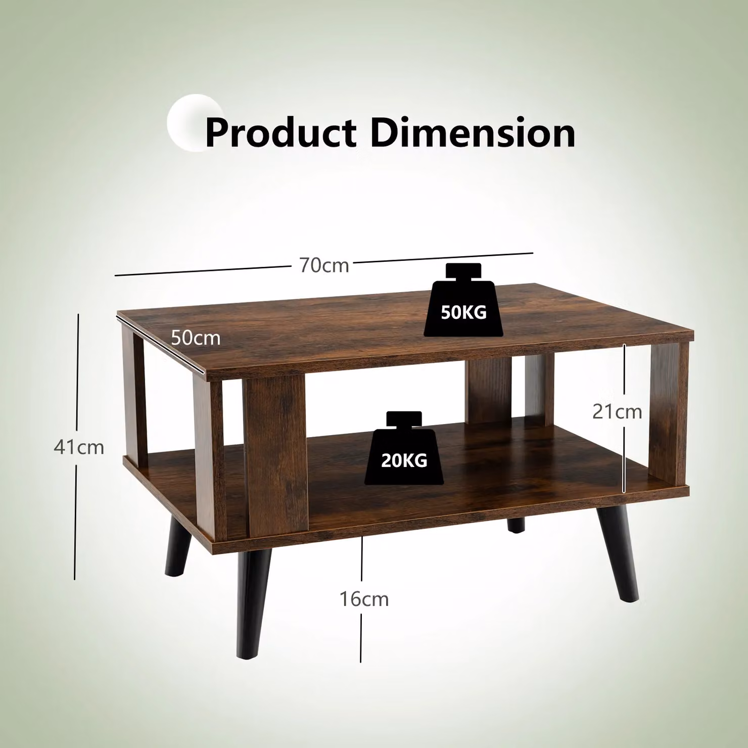Costway Industrial 2-Tier Wooden Coffee Table in Brown – 2