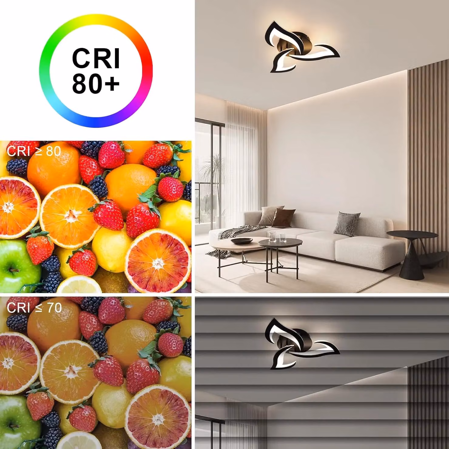 COMELY Modern 36W LED Ceiling Light in Black with 3-Light Flower Design and 3000K Warm White Glow – 4