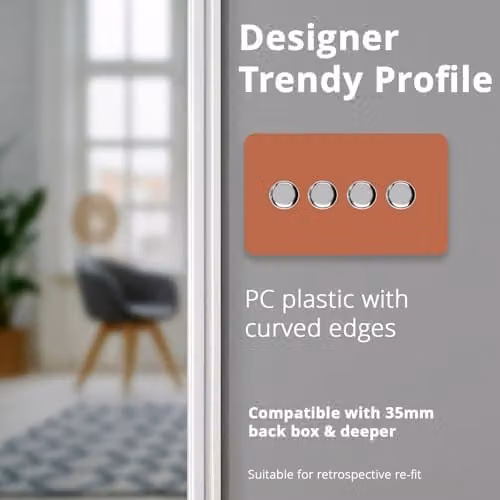 Trendi Switch 4 Gang 2 Way 100w LED Dimmer Screwless 10 Amp Light Switch in Copper – 2
