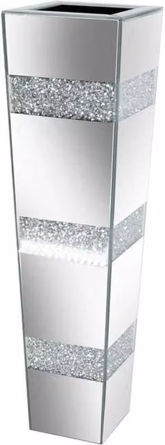 FLAVORA Modern Silver Glass Tall Standing Floor Flower Vase, Height: 100 cm, Width: 15 cm – 1