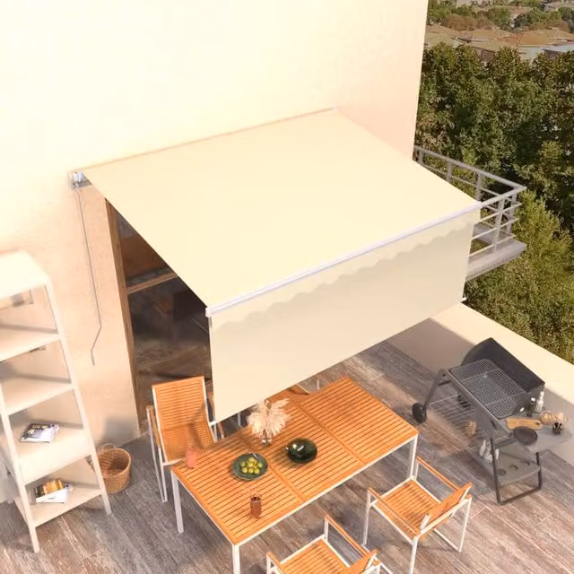 Berkfield Home Manual Retractable Awning with Blind, Beige, W: 300 cm, D: 250 cm