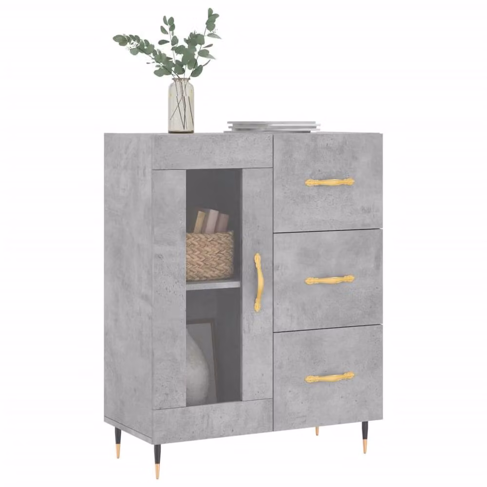 Berkfield Home Sideboard in Concrete Grey, W/D/H: 69.5 x 34 x 90 cm – 2