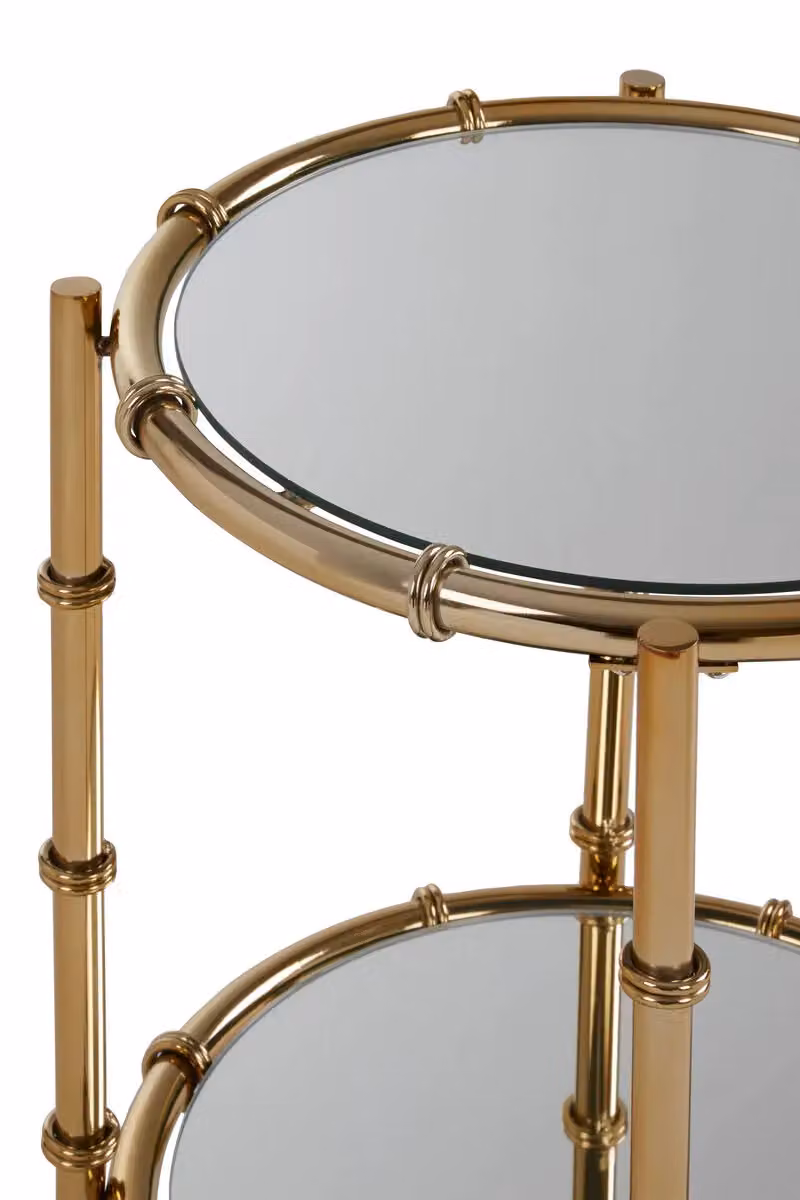 Orsina Gold Bamboo Side Table with Glass Top and Round Design, W/D/H: 50 x 50 x 55 cm – 4