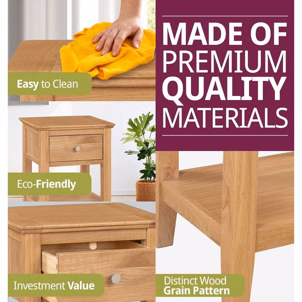 FORGEVIO Small Square Oak Side Table in Light Brown – 3