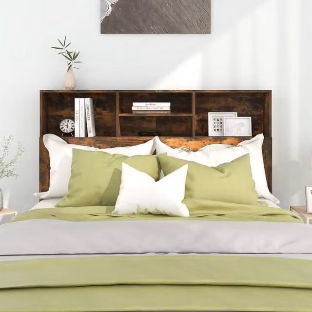 Berkfield Home Headboard Cabinet in Smoked Oak Brown, W: 140 cm, D: 19 cm, H: 103.5 cm – 1