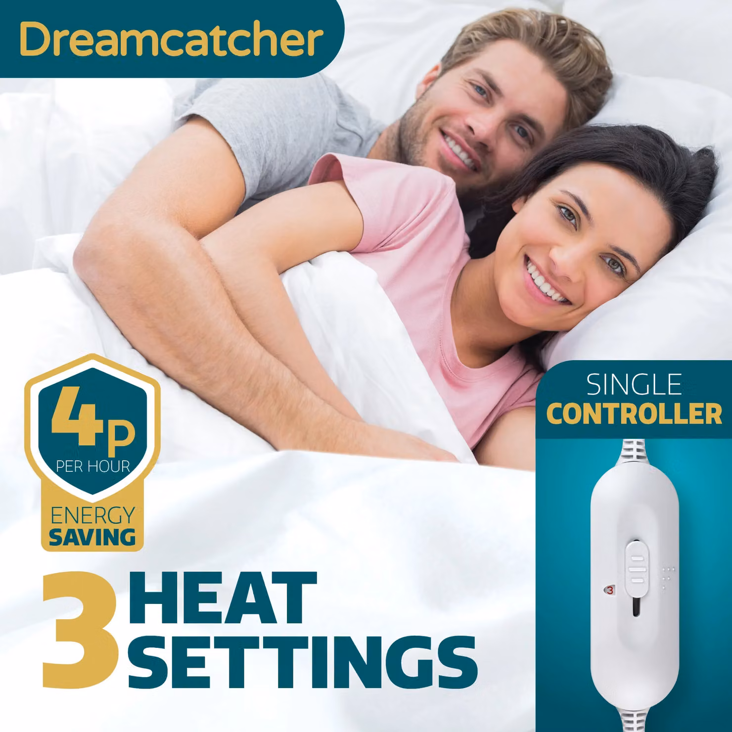 Dreamcatcher Double Electric Heated Under Blanket in White, Polyester, W/D/H: 140 x 200 cm – 5