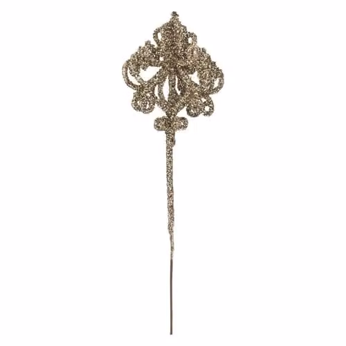 VFM e-Store Christmas Floral Pendant Hanging Ornament in Beige and Gold, H 48 cm x W 14 cm – 1