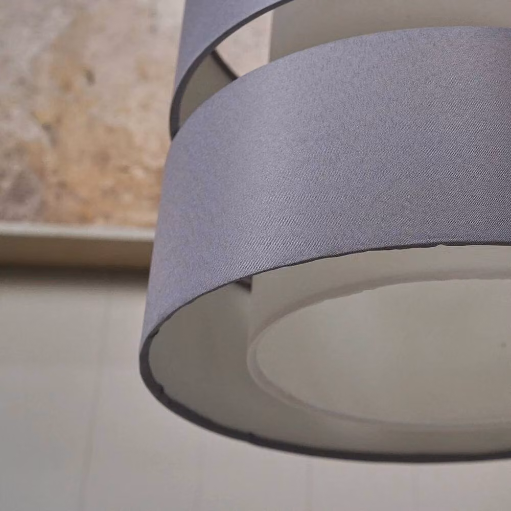 FLAVORA Pair of Grey Fabric Cylinder Ceiling Light Shades – 2
