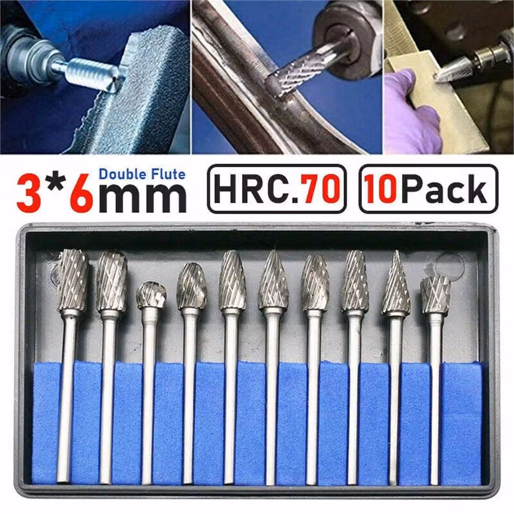 VOGREX 10-Piece Silver Tungsten Steel and Solid Carbide Burrs for Dremel Rotary Tools – 2