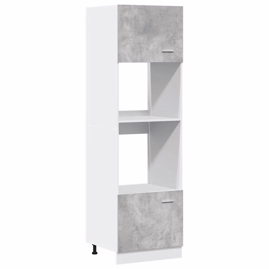 Berkfield Home Lyon Microwave Cabinet in Concrete Grey, W: 60 cm, D: 57 cm, H: 207 cm