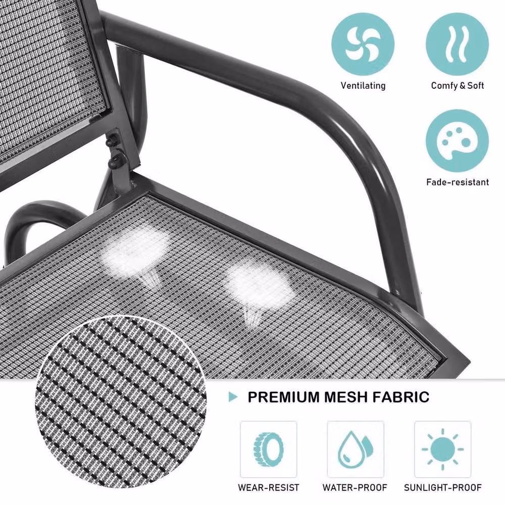 Kelvenix Modern Garden Glider Chair with Matt Grey Metal Frame – 5