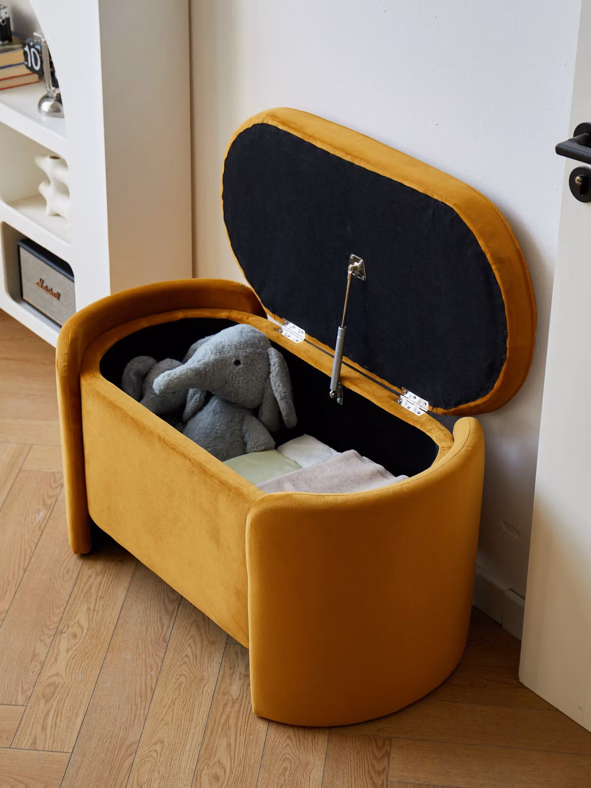 Nordlys Scandinavian Design Upholstered Storage Bench in Yellow – 3