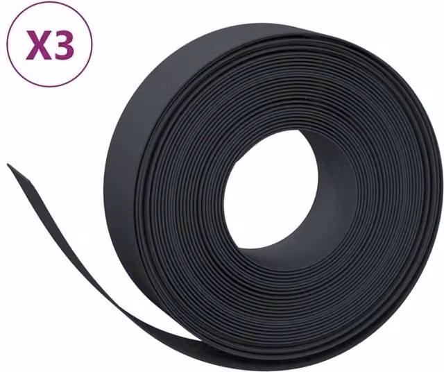 Berkfield Home Garden Edgings, 3 Pieces, Black Polyethylene – 1