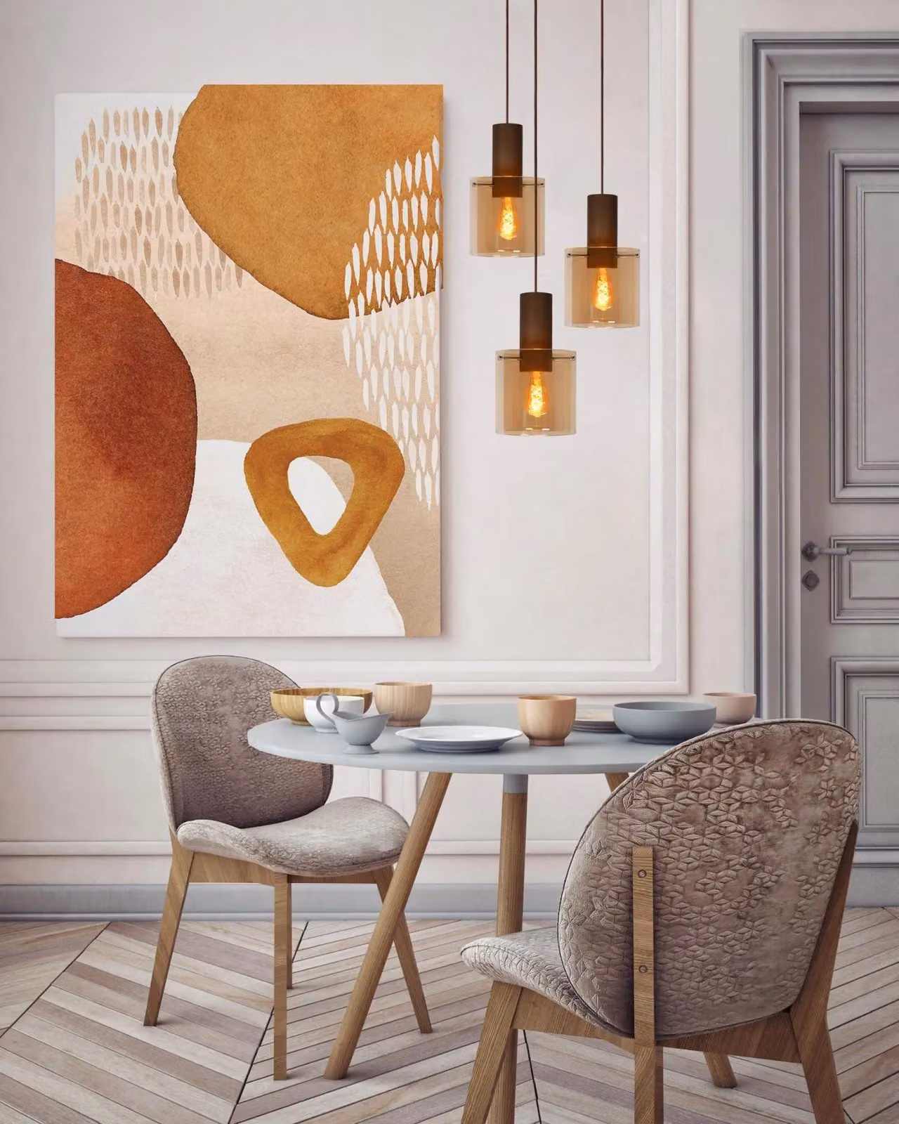 Lucide Toledo Dimmable Adjustable Vintage Cluster Pendant Light in Amber and Orange with Glass and Aluminium Finish, 3 x E27 – 4