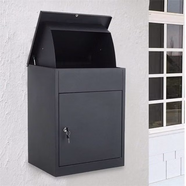 EONLION Lockable Parcel Delivery Drop Box, Black, W/D/H: 50 x 50 x 50 cm