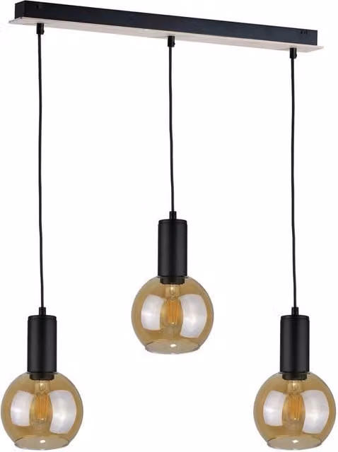 Netlighting Jantar Bar Pendant Ceiling Light in Brown Wood with 3x E27 Sockets, 60 cm