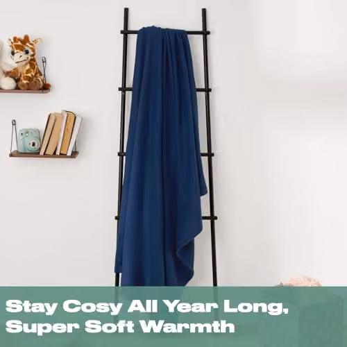 Dreamscene Navy Blue Plain Fleece Throw Blanket, W/D/H: 150 x 200 cm – 4