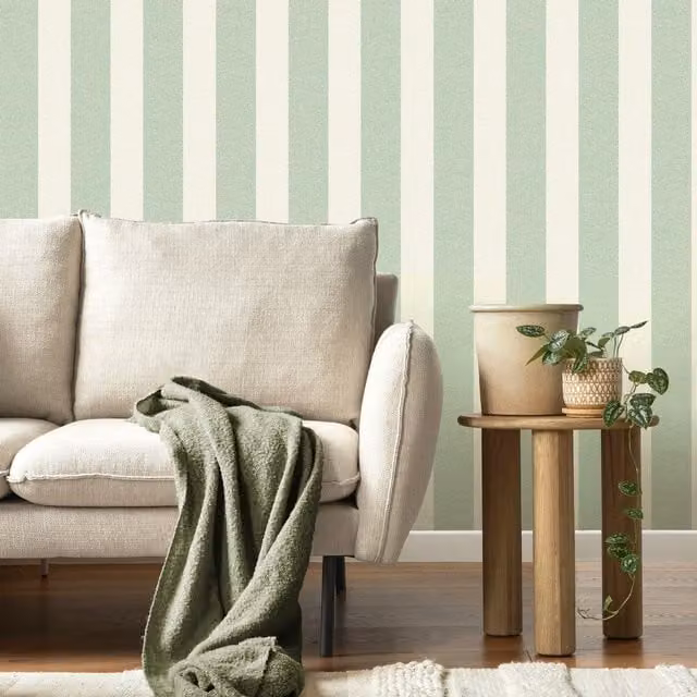 Fine Decor Modern Abstract Striped Wallpaper in Green and White