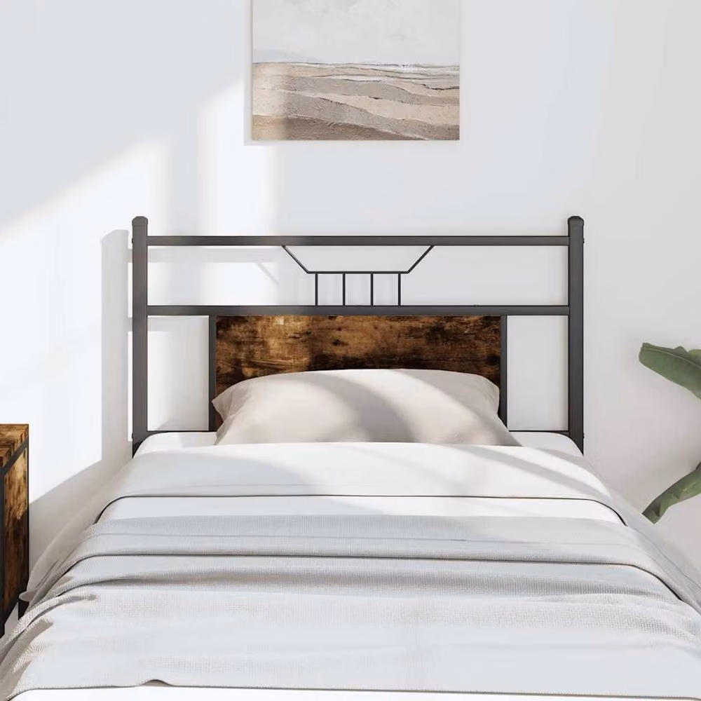 Berkfield Home Industrial Headboard in Smoked Oak and Brown, Width: 75 cm – 2