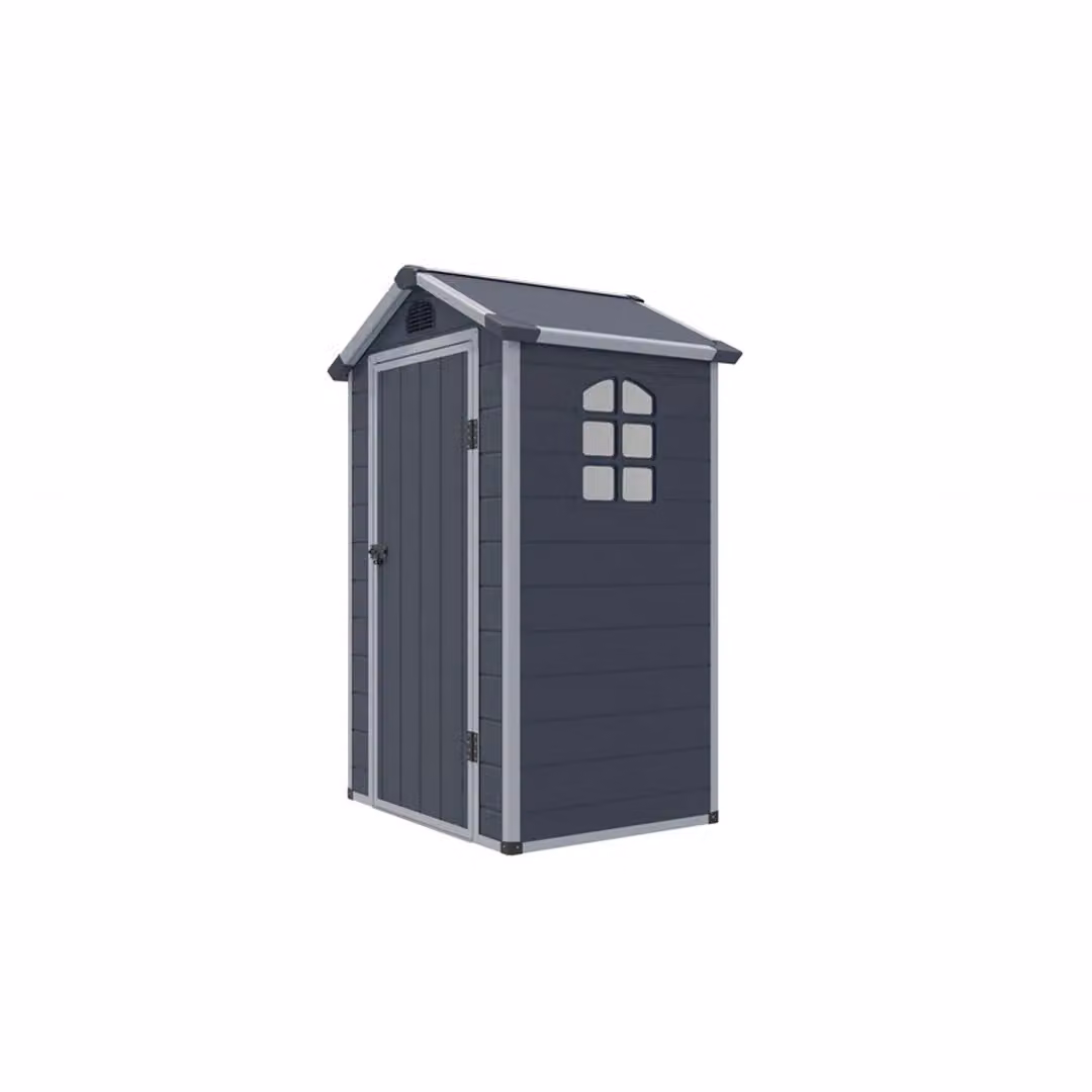 Airevale Plastic Apex Garden Shed with Single Door and Window, Dark Grey, W: 134 cm, D: 104 cm, H: 204 cm – 2