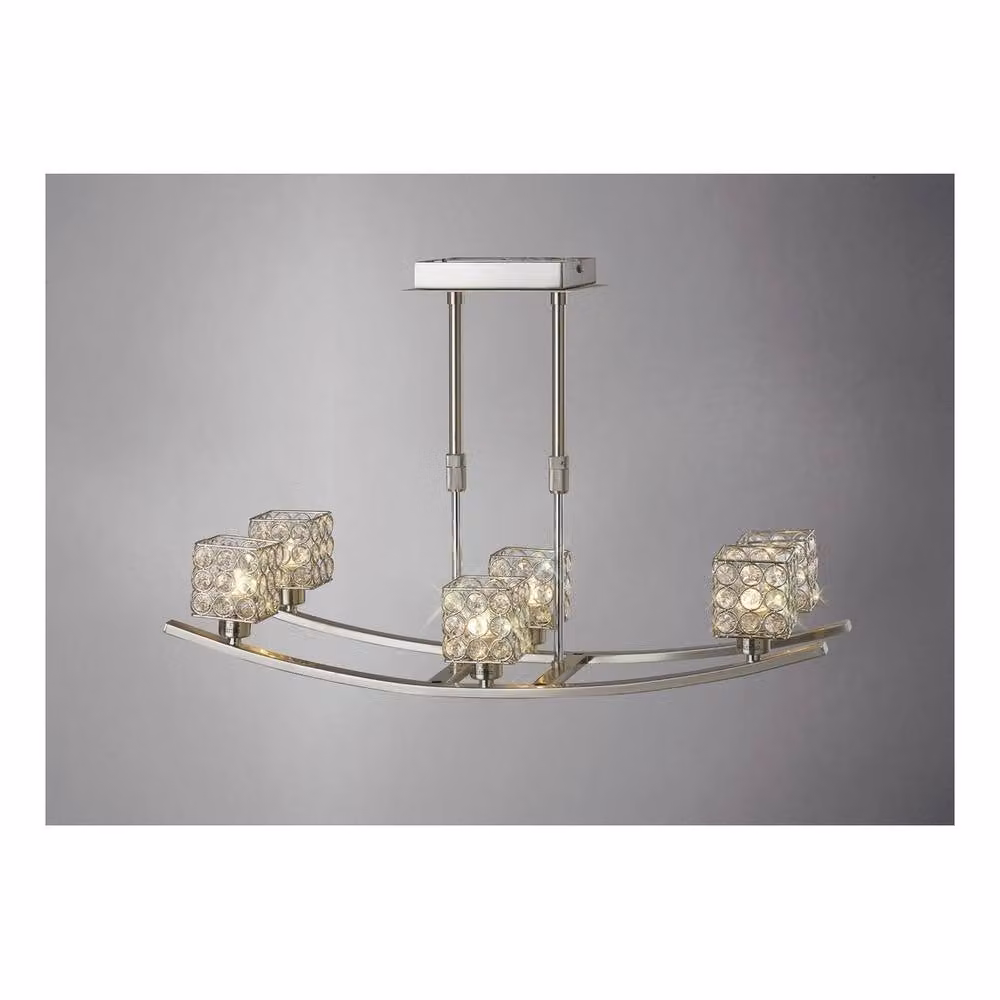 Netlighting Elsa Telescopic 6 Light Semi Flush Pendant in Grey and Silver with Crystal Details – 2
