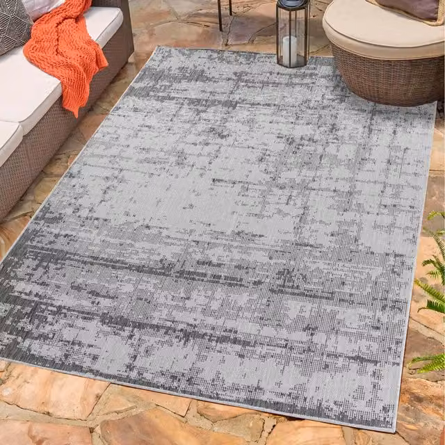 Desire Rugs Modern Abstract Machine Woven Waterproof Indoor Outdoor Rug, Grey, W: 160 cm, L: 230 cm