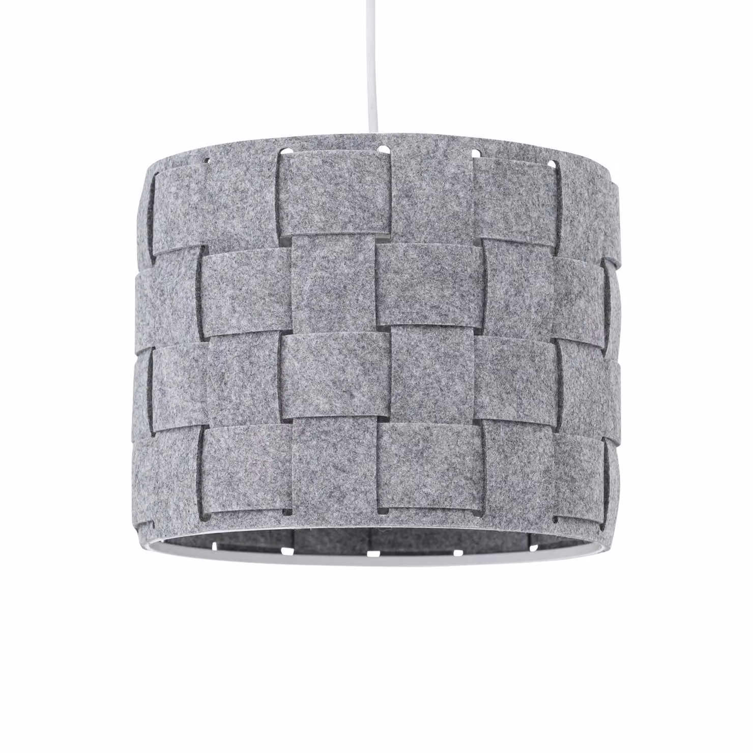 First Choice Lighting Warner Set of 2 Grey Felt Weave Easy Fit Pendant Shades – 3