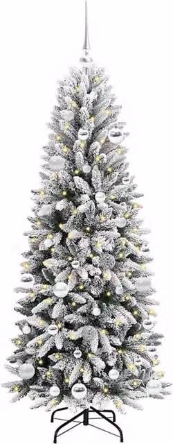 Berkfield Home Green Artificial Christmas Tree with 150 White LEDs, W/D/H: 63 x 63 x 150 cm