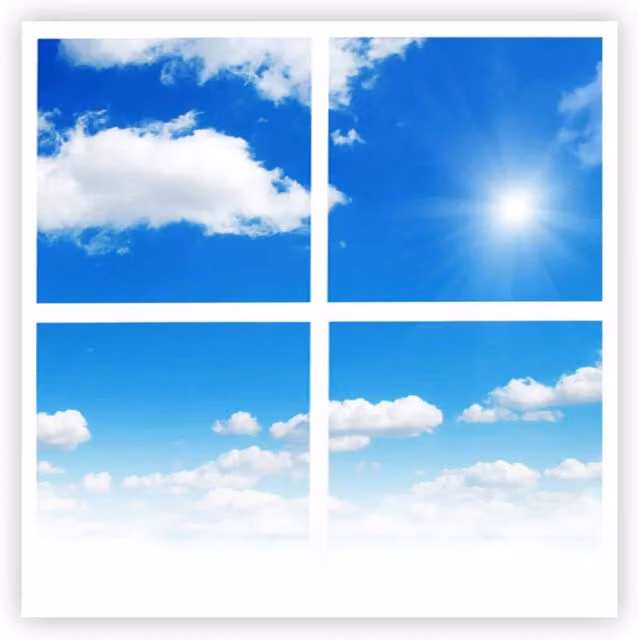 EnerJ Smart 4 Pack 40W Sky Cloud 3D LED Ceiling Panel in White and Blue