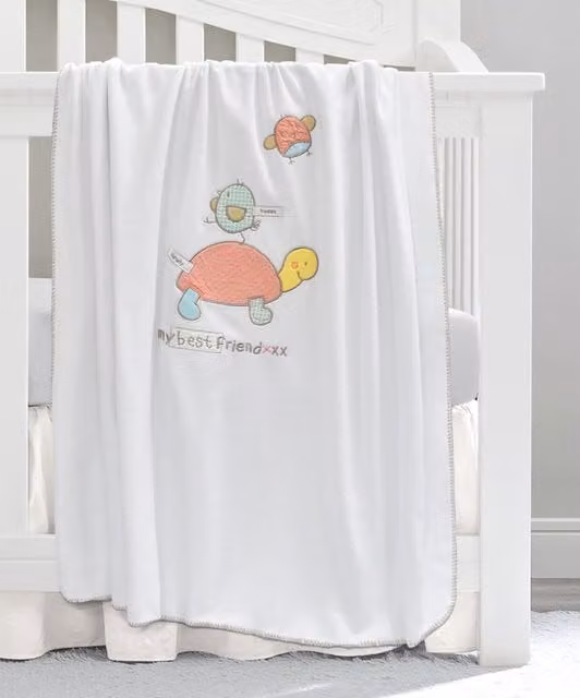 My Little World Animal Fleece Blanket for Babies in Beige, Yellow and White