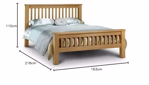 Julian Bowen Amsterdam Solid Oak Bed Frame in Brown, W: 163 cm, D: 218 cm – 2