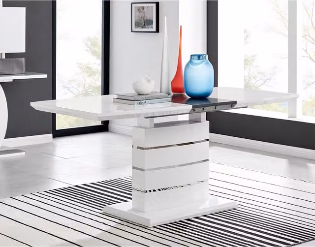 FurnitureboxUK Renato Modern Extendable Rectangular Dining Table in White, Black and Grey