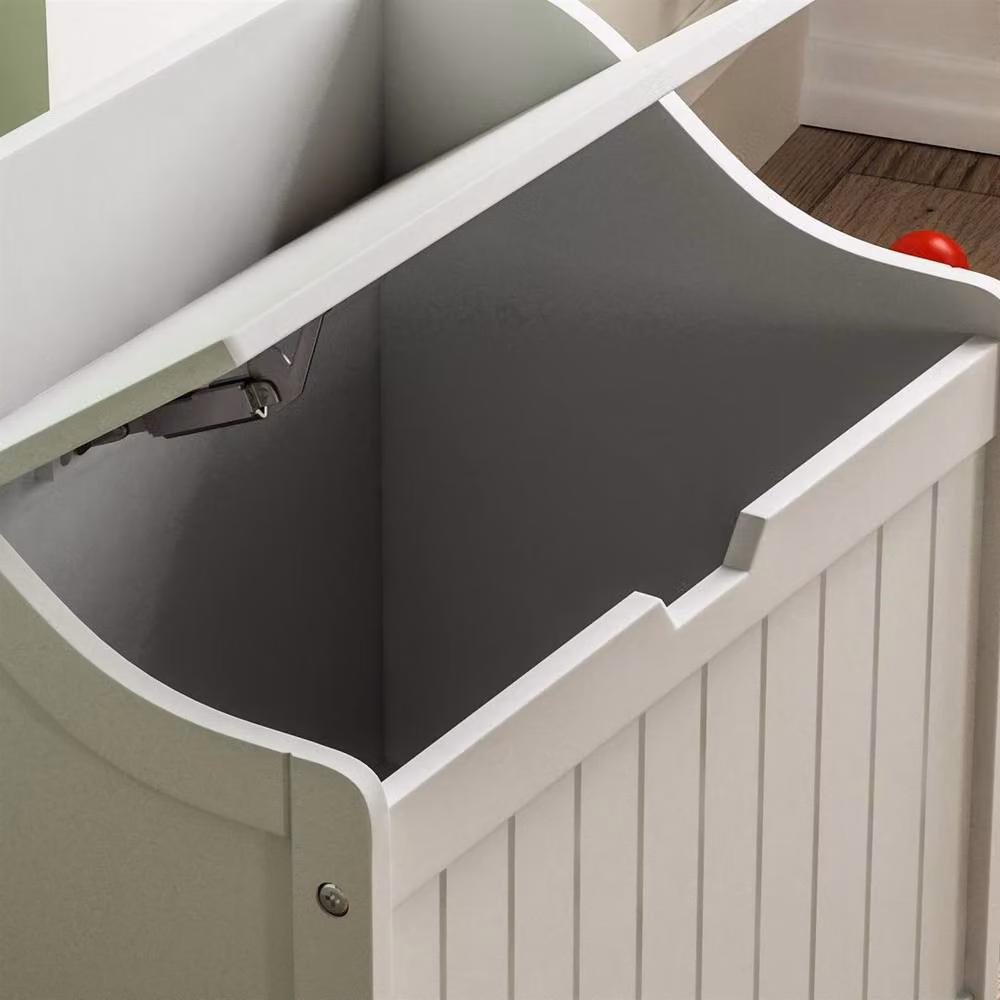 Kelvenix White Wooden Toy Box Chest with Soft Close Lid, W/D/H: 58 x 56 x 38 cm – 2