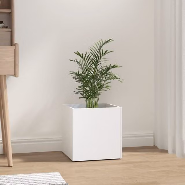 Berkfield Home White Engineered Wood Planter Tub, W/D/H: 40 x 40 x 40 cm