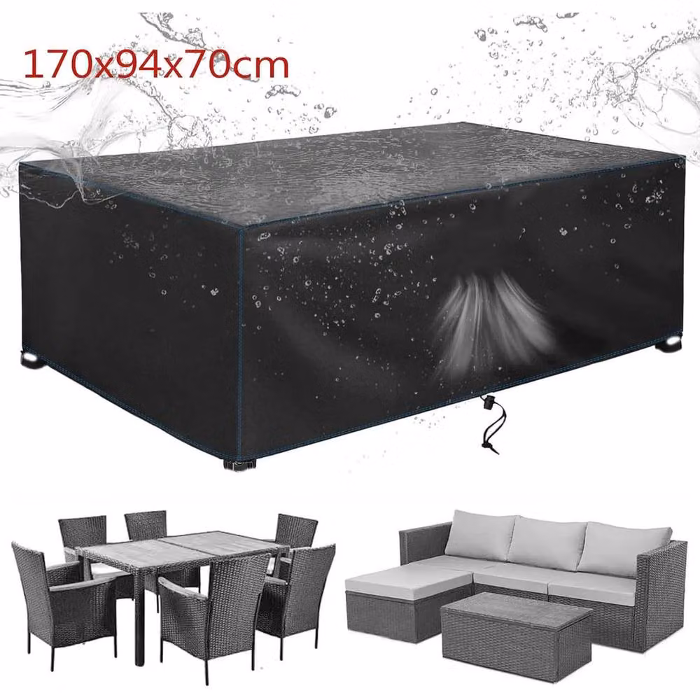 FLAVORA XL Heavy Duty Waterproof Garden Patio Furniture Cover, Black, W: 100 cm, D: 15 cm – 2